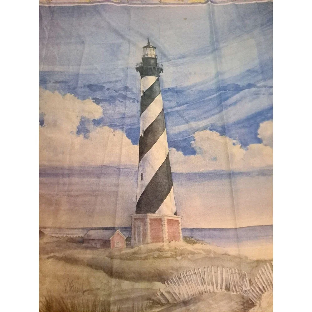 Lighthouse Fabric Shower Curtain Nautical Beach House Coastal Cottage Cape Cod